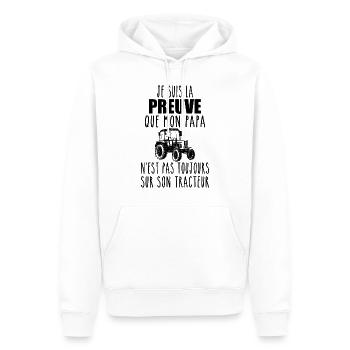 Beweis, dass mein Papa Traktor | Bauer Papa - Männer Premium Bio Hoodie - Weiß - Vorne - Nico (187cm)