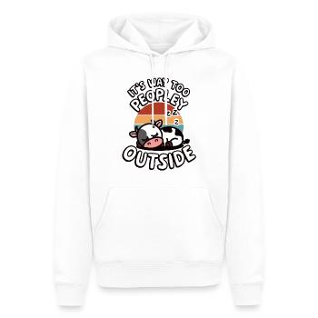 Draußen ist es viel zu volkstümlich Lustiger Humor Kuh - Männer Premium Bio Hoodie - Weiß - Vorne - Nico (187cm)