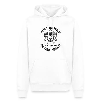 Aus dem Weg ich muss in den Wald Holzfäller Spruch - Männer Premium Bio Hoodie - Weiß - Vorne - Nico (187cm)