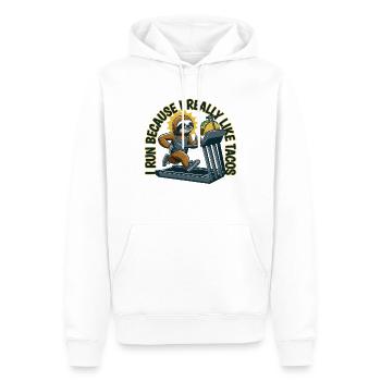 Ich laufe, weil ich Tacos Faultier wirklich mag - Männer Premium Bio Hoodie - Weiß - Vorne - Nico (187cm)