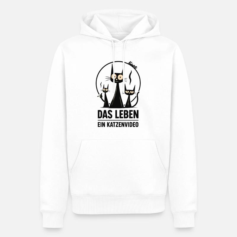 Das Leben: Ein Katzenvideo - Männer Premium Bio Hoodie - Weiß