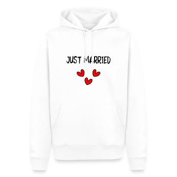 HERZ. HERZ. VALENTINSTAG. LIEBE. LIEBE. PAAR. - Männer Premium Bio Hoodie - Weiß - Vorne - Nico (187cm)