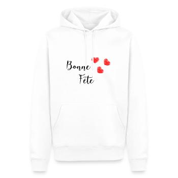 MAMIE. FÊTE DES MÈRES. BONNE FÊTE MAMIE. JE T'AIME - Sweat à capuche Premium bio Homme - blanc - Devant - Nico (187cm)