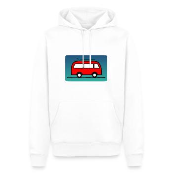 FÊTE DES PÈRES. BONNE FÊTE PAPA. PAPA. BONNE FÊTE - Sweat à capuche Premium bio Homme - blanc - Devant - Nico (187cm)
