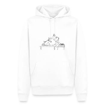 Drôle de stickman mangeant des raisins avec Cat Katze - Sweat à capuche Premium bio Homme - blanc - Devant - Nico (187cm)