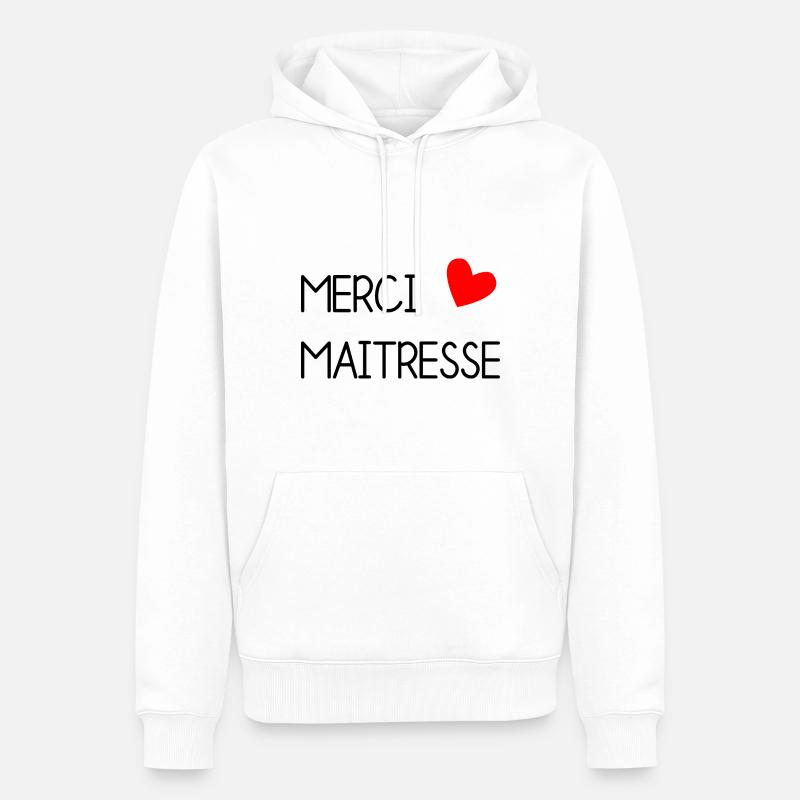 MERCI. MAÎTRESSE. MERCI MAÎTRESSE - Sweat à capuche Premium bio Homme - blanc