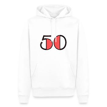 50. 50 JAHRE. 50-jähriges Jubiläum. GEBURTSTAG 50 JAHRE. - Männer Premium Bio Hoodie - Weiß - Vorne - Nico (187cm)