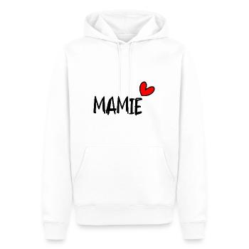 MAMIE. FÊTE DES MÈRES. BONNE FÊTE MAMIE. JE T'AIME - Sweat à capuche Premium bio Homme - blanc - Devant - Nico (187cm)