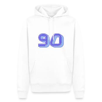90. 90 JAHRE. 90. JAHRESTAG. 90-JÄHRIGES JUBILÄUM. - Männer Premium Bio Hoodie - Weiß - Vorne - Nico (187cm)