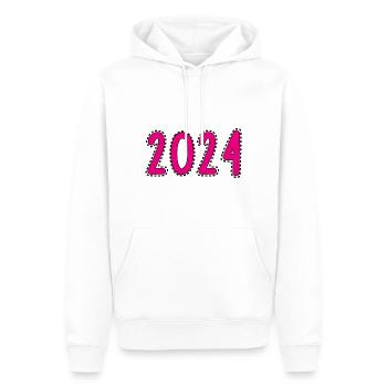 2024. FROHES NEUES JAHR. SILVESTER. NEUJAHR - Männer Premium Bio Hoodie - Weiß - Vorne - Nico (187cm)