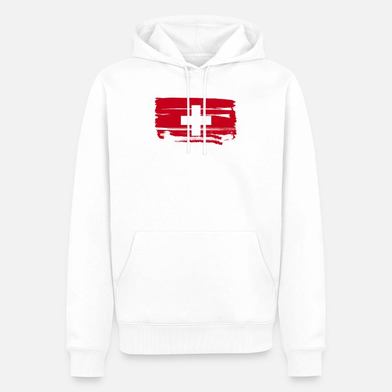 Drapeau suisse drapeau suisse - Sweat à capuche Premium bio Homme - blanc
