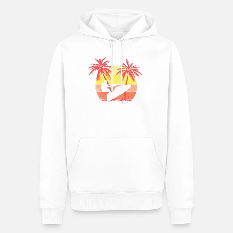 Jet Ski Summer Sunset de los 80 - Sweat à capuche Premium bio Homme - blanc