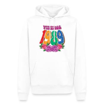Jahrgang 1989 35. Geburtstag für Frauen 35 Jahre alt - Männer Premium Bio Hoodie - Weiß - Vorne - Nico (187cm)