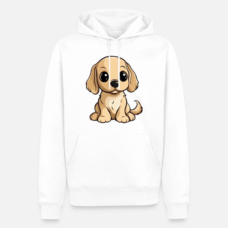 Cocker Spaniel Hund Comic Niedlich - Männer Premium Bio Hoodie - Weiß