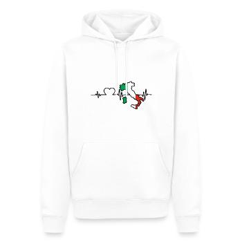 Italie Italien Italien Battement de cœur Italie - Sweat à capuche Premium bio Homme - blanc - Devant - Nico (187cm)