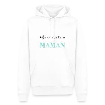 FÊTE DES MÈRES. BONNE FÊTE MAMAN. MAMAN. FÊTE - Sweat à capuche Premium bio Homme - blanc - Devant - Nico (187cm)