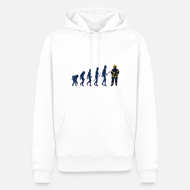 Evolution Feuerwehrmann - Männer Premium Bio Hoodie - Weiß