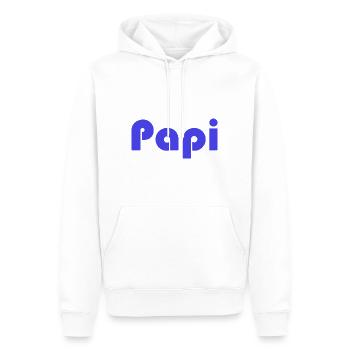 PAPY. FÊTE DES PÈRES. BONNE FÊTE PAPY. JE T'AIME. - Sweat à capuche Premium bio Homme - blanc - Devant - Nico (187cm)