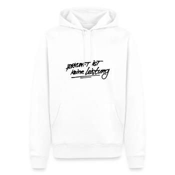 Herkunft ist keine Leistung Statement - Männer Premium Bio Hoodie - Weiß - Vorne - Nico (187cm)