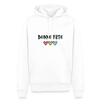 FÊTE DES MÈRES. BONNE FÊTE MAMAN. MAMAN. FÊTE - Sweat à capuche Premium bio Homme - blanc - Devant - Nico (187cm)