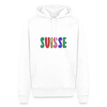 SUISSE. PAYS. GENEVE - Sweat à capuche Premium bio Homme - blanc - Devant - Nico (187cm)