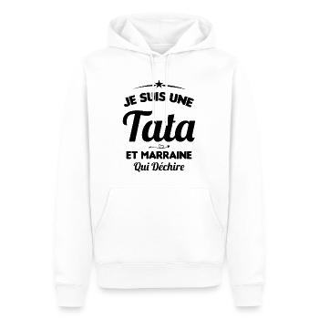 Je Suis Une Tata et Marraine Qui Déchire - Sweat à capuche Premium bio Homme - blanc - Devant - Nico (187cm)