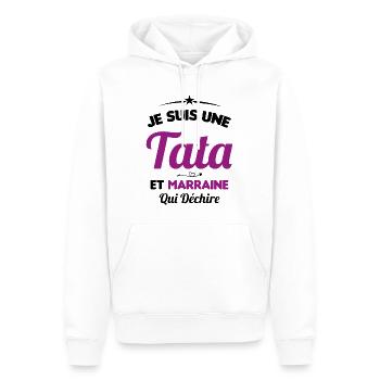 Je Suis Une Tata et Marraine Qui Déchire - Sweat à capuche Premium bio Homme - blanc - Devant - Nico (187cm)