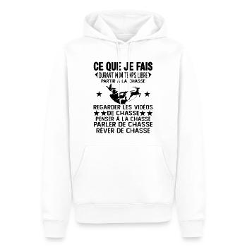 Ce Que Je Fais Pendant Mon Temps Libre la Chasse - Sweat à capuche Premium bio Homme - blanc - Devant - Nico (187cm)