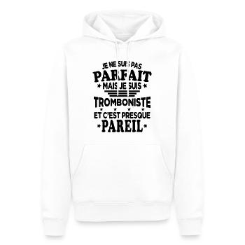 Pas Parfaite Je Suis Tromboniste Et C'est Pareil - Sweat à capuche Premium bio Homme - blanc - Devant - Nico (187cm)