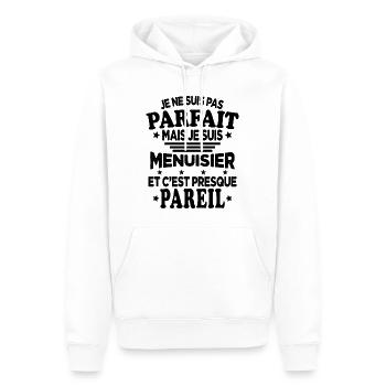 Je ne suis pas parfait mais je suis Menuisier - Sweat à capuche Premium bio Homme - blanc - Devant - Nico (187cm)