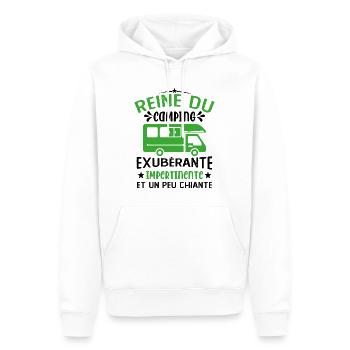 La Reine Du Camping Campeuse Cadeau Campeur Femme - Sweat à capuche Premium bio Homme - blanc - Devant - Nico (187cm)
