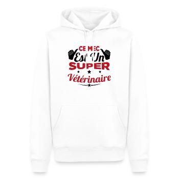 Humour Ce Mec Est Un Super Vétérinaire - Sweat à capuche Premium bio Homme - blanc - Devant - Nico (187cm)