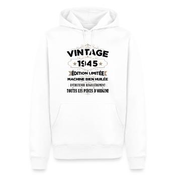 Vintage 1945 Edition Limitée - Sweat à capuche Premium bio Homme - blanc - Devant - Nico (187cm)