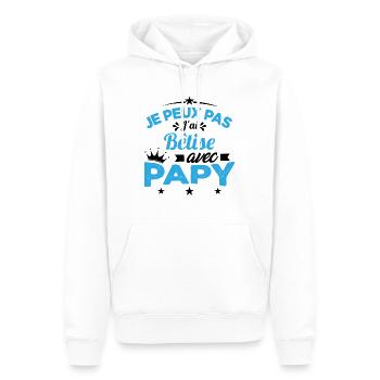 Je peux pas J'ai Bêtise Avec Papy Cadeau - Sweat à capuche Premium bio Homme - blanc - Devant - Nico (187cm)