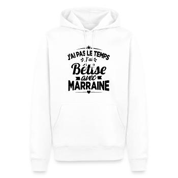 J'ai Pas Le Temps, J'ai Bêtise Avec Marraine - Sweat à capuche Premium bio Homme - blanc - Devant - Nico (187cm)