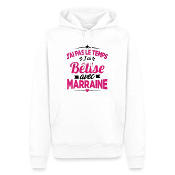 J'ai Pas Le Temps, J'ai Bêtise Avec Marraine - Sweat à capuche Premium bio Homme - blanc - Devant - Nico (187cm)