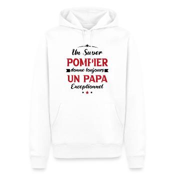 Pompier futur papa sapeur pompier anniversaire - Sweat à capuche Premium bio Homme - blanc - Devant - Nico (187cm)