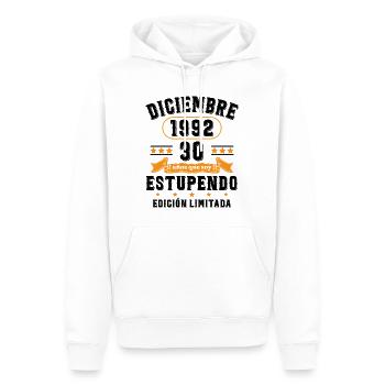 30 Ans Anniversaire Vintage Né(e) en Décembre 1992 - Sweat à capuche Premium bio Homme - blanc - Devant - Nico (187cm)