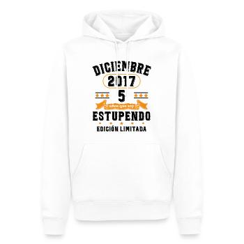 5 Ans Anniversaire Vintage Né(e) en Décembre 2017 - Sweat à capuche Premium bio Homme - blanc - Devant - Nico (187cm)
