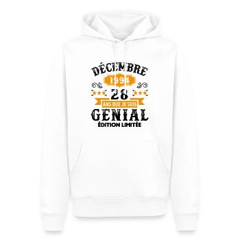 28 Ans Anniversaire Vintage Né(e) en Décembre 1994 - Sweat à capuche Premium bio Homme - blanc - Devant - Nico (187cm)