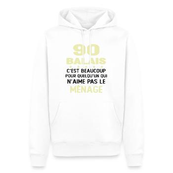90 balais Drôle Cadeau Anniversaire 90 ans - Sweat à capuche Premium bio Homme - blanc - Devant - Nico (187cm)