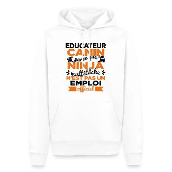 Educateur Canin Drôle Cadeau Ninja Humor - Sweat à capuche Premium bio Homme - blanc - Devant - Nico (187cm)