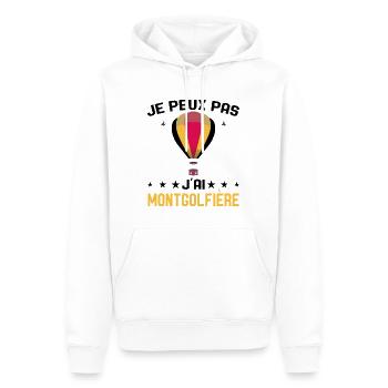 Je peux pas j'ai Montgolfière Humour Montgolfiere - Sweat à capuche Premium bio Homme - blanc - Devant - Nico (187cm)