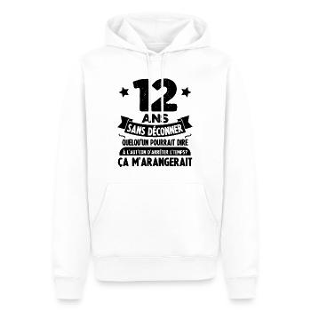 12 Ans âge 12 ans anniversaire 12 ans - Sweat à capuche Premium bio Homme - blanc - Devant - Nico (187cm)