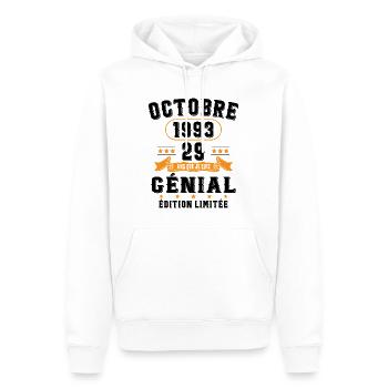 29 Ans Anniversaire Vintage Né(e) en Octobre 1993 - Sweat à capuche Premium bio Homme - blanc - Devant - Nico (187cm)