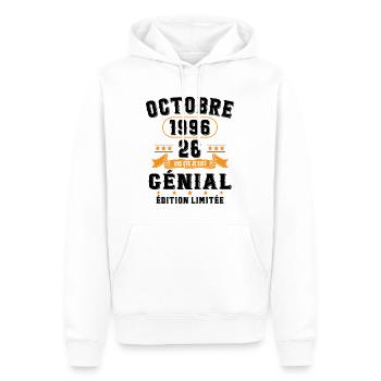 26 Ans Anniversaire Vintage Né(e) en Octobre 1996 - Sweat à capuche Premium bio Homme - blanc - Devant - Nico (187cm)