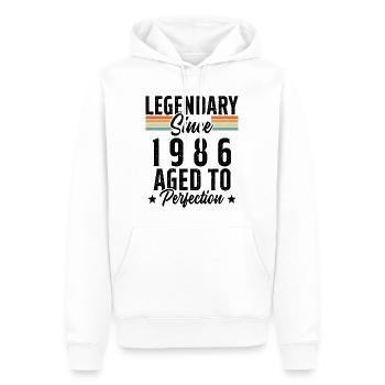 Légendaire Depuis 1986 - Sweat à capuche Premium bio Homme - blanc - Devant - Nico (187cm)