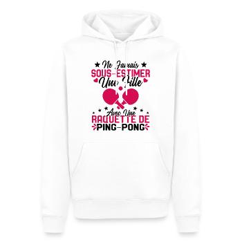Une fille et joueur de ping pong Cadeau Humour - Sweat à capuche Premium bio Homme - blanc - Devant - Nico (187cm)