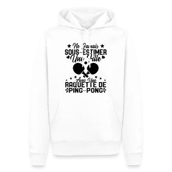 Une fille et joueur de ping pong Cadeau Humour - Sweat à capuche Premium bio Homme - blanc - Devant - Nico (187cm)