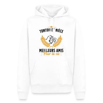 Tonton et Nièce Meilleurs amis pour la vie Cadeau - Sweat à capuche Premium bio Homme - blanc - Devant - Nico (187cm)
